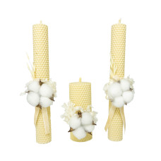 Свічки з вощини "Сімейне вогнище" (3 шт) бавовна декор.