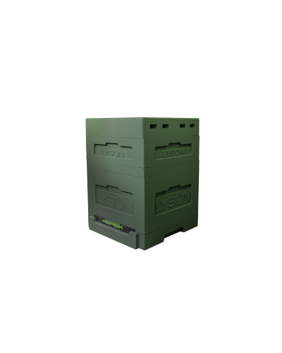 Вулик пінополістирольний Дадан на 12 рамок Lyson з гігієнічним дном на одну сім'ю фарбований (зелений)