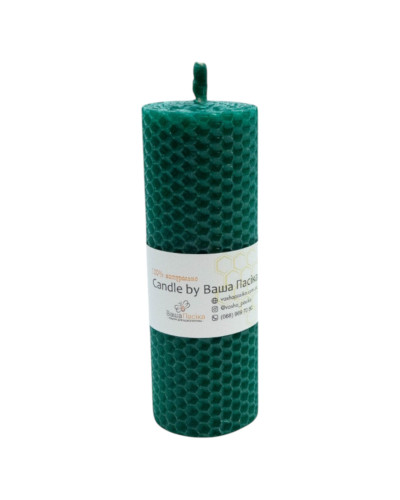 Свеча из вощины  зеленая (13,5 см)