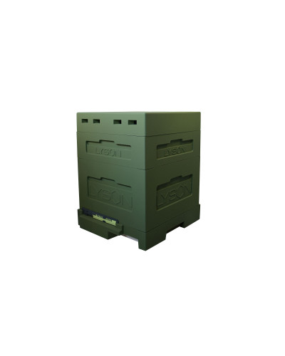 Вулик пінополістирольний Дадан на 12 рамок Lyson з гігієнічним дном на дві сім'ї фарбований зелений