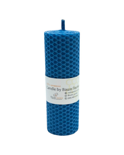 Свічка з вощини синя (13,5 см)