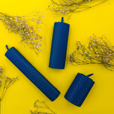 Свічка з вощини синя (20 см)