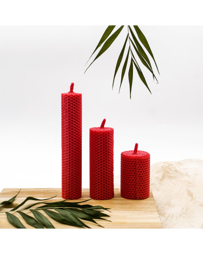 Свічка з вощини червона (20 см)