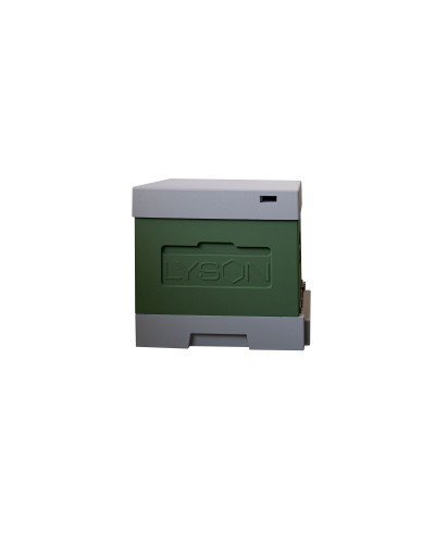 Вулик пінополістирольний Дадан на 10 рамок Lyson з гігієнічним дном фарбований (один корпус) зелений колір