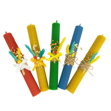 Свічка з вощини Стрітенська декорована (26 см)