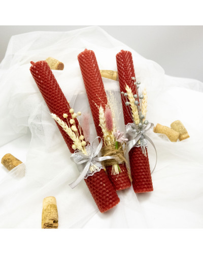 Свічка з вощини Стрітенська декорована (26 см)