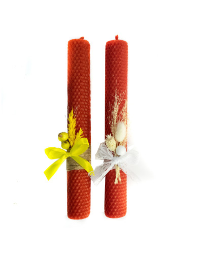 Свічка з вощини Стрітенська декорована (26 см)