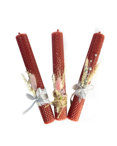 Свічка з вощини Стрітенська декорована (26 см)