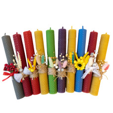 Свічка з вощини Стрітенська декорована (26 см)