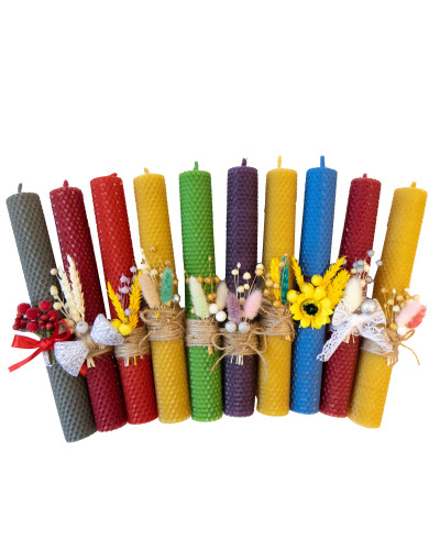 Свічка з вощини Стрітенська декорована (26 см)