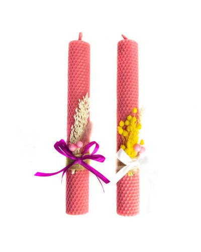 Свічка з вощини Стрітенська декорована (26 см)