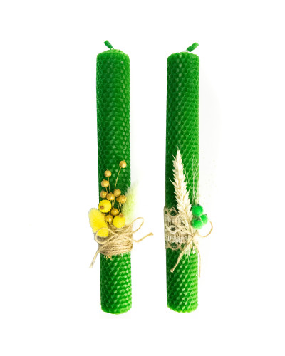 Свічка з вощини Стрітенська декорована (26 см)