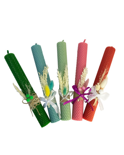 Свічка з вощини Стрітенська декорована (26 см)