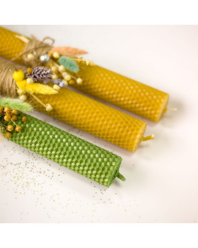 Свічка з вощини Стрітенська декорована (26 см)