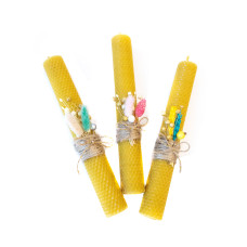 Свічка з вощини Стрітенська декорована (26 см)