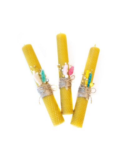 Свічка з вощини Стрітенська декорована (26 см)