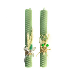 Свічка з вощини Стрітенська декорована (26 см)