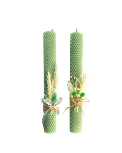 Свічка з вощини Стрітенська декорована (26 см)