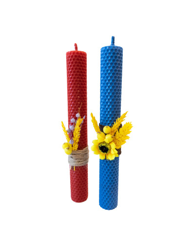 Свічка з вощини Стрітенська декорована (26 см)