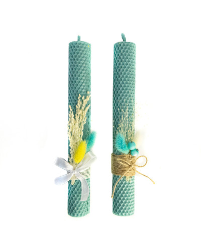 Свічка з вощини Стрітенська декорована (26 см)