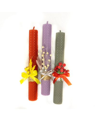 Свічка з вощини Стрітенська декорована (26 см)