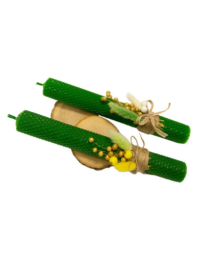 Свічка з вощини Стрітенська декорована (26 см)