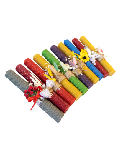 Свічка з вощини Стрітенська декорована (26 см)