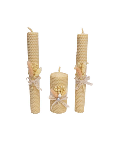 Свечи из вощины "Семейный очаг" (3 шт.) декор.