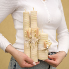 Свічки з вощини "Сімейне вогнище" (3 шт) декор.