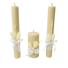 Свічки з вощини "Сімейне вогнище" (3 шт) декор.