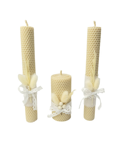 Свечи из вощины "Семейный очаг" (3 шт.) декор.