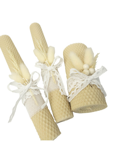 Свечи из вощины "Семейный очаг" (3 шт.) декор.