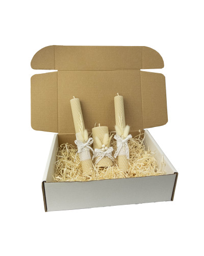 Свечи из вощины "Семейный очаг" (3 шт.) декор.