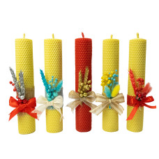 Свічка з вощини стрітенська декорована (26*4,5 см)