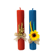 Свічка з вощини стрітенська декорована (26*4,5 см)