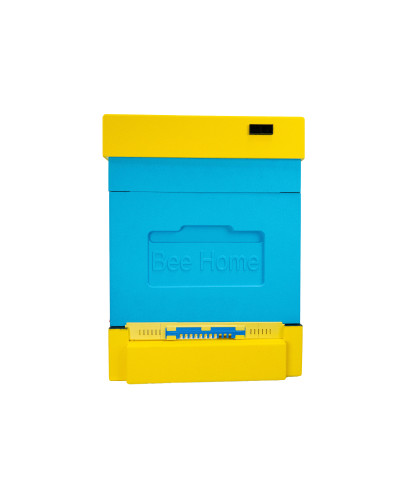 Пенополистирольный улей Дадан с гигиеническим дном на 4 семьи Bee Home крашеный желто-синий