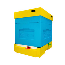 Пенополистирольный улей Дадан с гигиеническим дном на 4 семьи Bee Home крашеный желто-синий