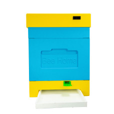 Пенополистирольный улей Дадан с гигиеническим дном на 4 семьи Bee Home крашеный желто-синий