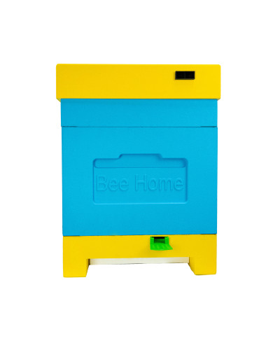 Пенополистирольный улей Дадан с гигиеническим дном на 4 семьи Bee Home крашеный желто-синий