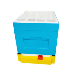 Пенополистирольный улей Дадан с гигиеническим дном на 4 семьи Bee Home крашеный желто-синий