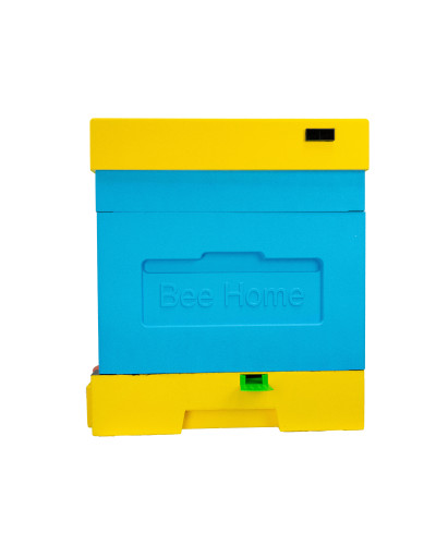 Пенополистирольный улей Дадан с гигиеническим дном на 4 семьи Bee Home крашеный желто-синий