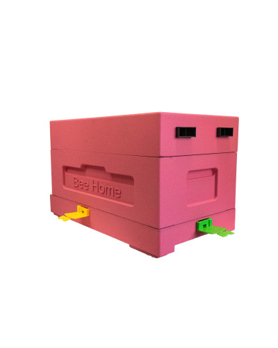 Нуклеусный пенополистирольный улей на 4 семьи BeeHome крашеный розовый