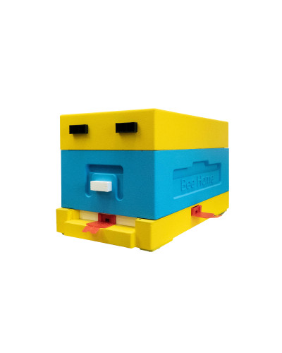 Нуклеусный пенополистирольный улей на 4 семьи BeeHome крашеный желто-синий