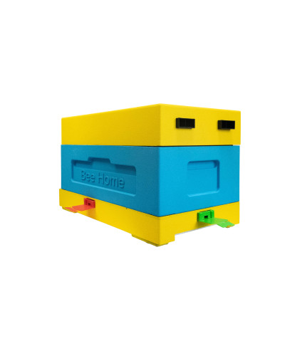 Нуклеусный пенополистирольный улей на 4 семьи BeeHome крашеный желто-синий
