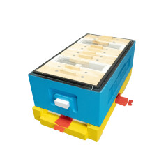 Нуклеусный пенополистирольный улей на 4 семьи BeeHome крашеный желто-синий