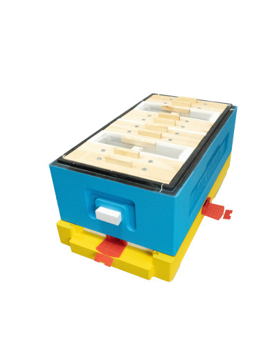 Нуклеусный пенополистирольный улей на 4 семьи BeeHome крашеный желто-синий