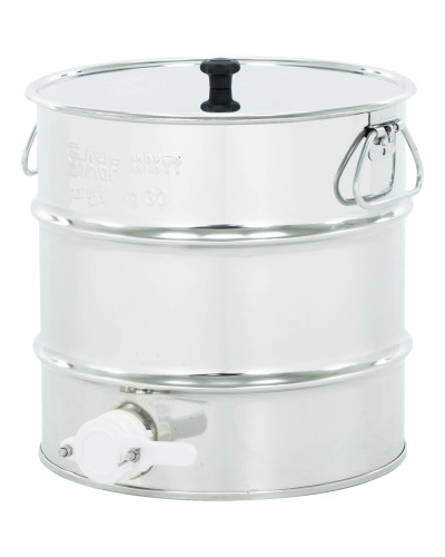 Відстійник нержавіючий 30 кг, з ручками, пластиковий клапан