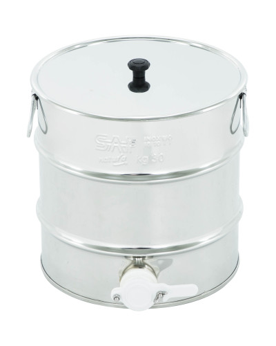 Відстійник нержавіючий 30 кг, з ручками, пластиковий клапан