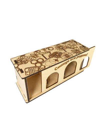 Деревянная упаковка «Вкусно всей семье» (3 банки по 0,200 мл)