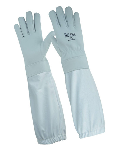 Кожаные перчатки с нарукавниками (белые)